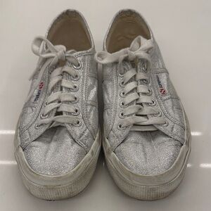 Superga Silver Glitter Low-Top Sneakers